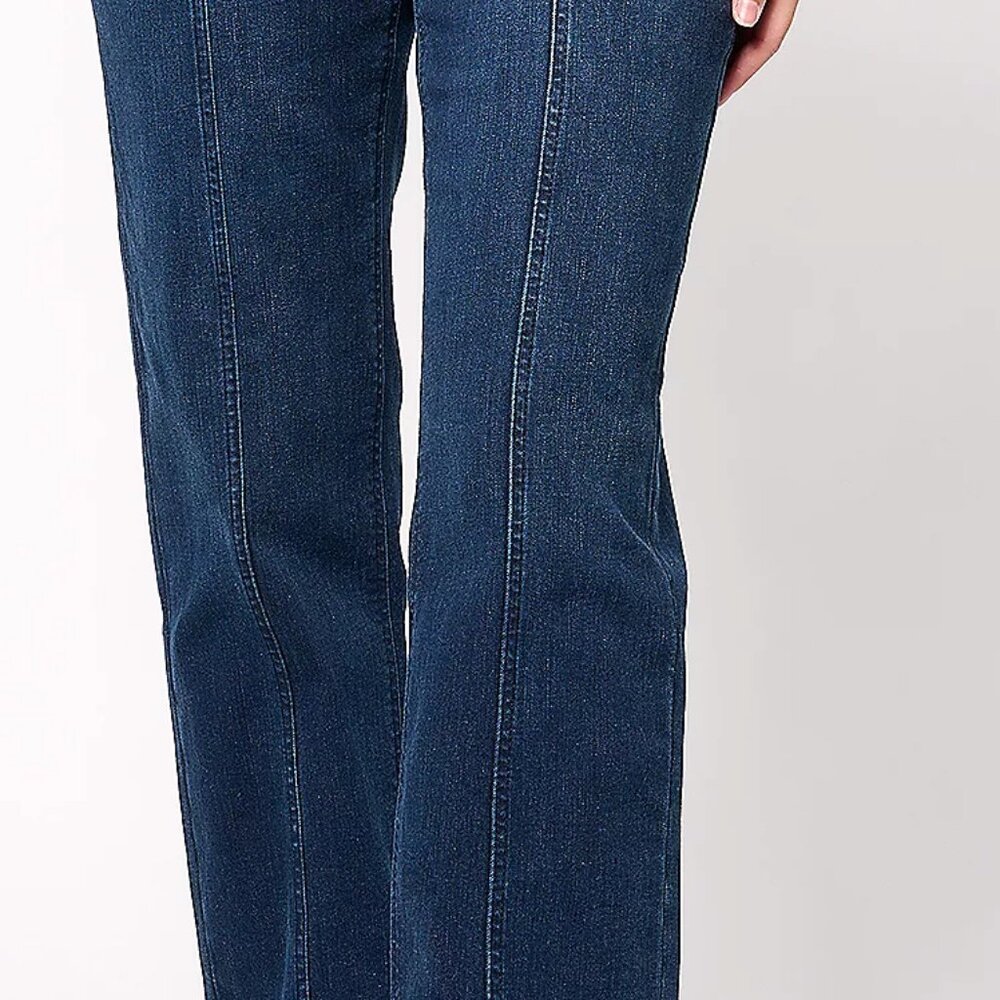 NEW Denim & Co. Cozy Touch Denim Regular Relaxed Straight Jeans 10 Dark Wash - Picture 6 of 8